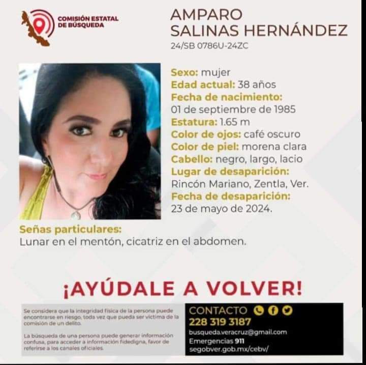 MSin rastro de Mar Amparo Salinas activista desaparecida en Zentla