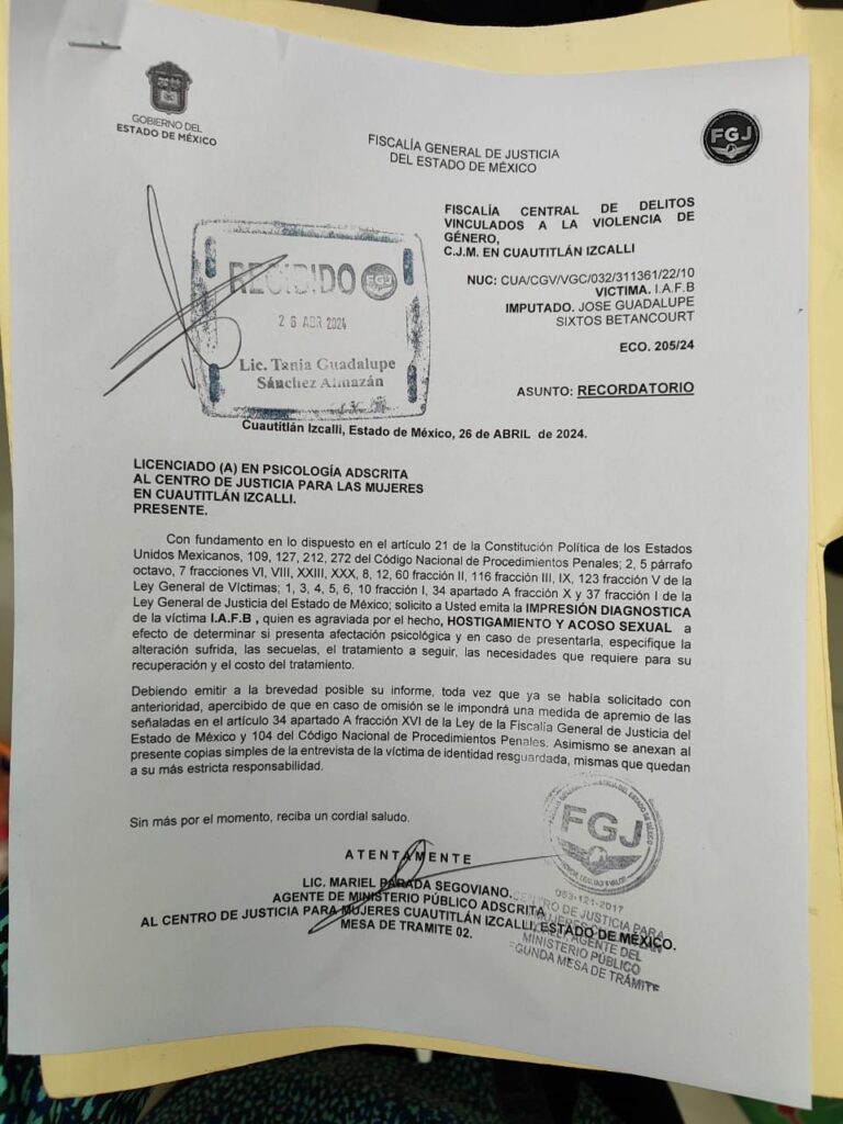 Aldo Ledezma protege a agresor sexual y laboral de servidora pública en Cuautitlán Izcalli.