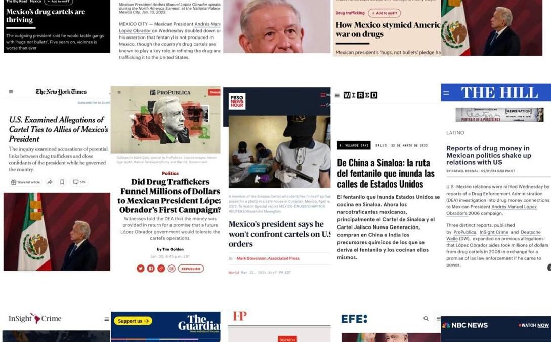 Portadas en el mundo vinculan a AMLO con el crimen organizado.