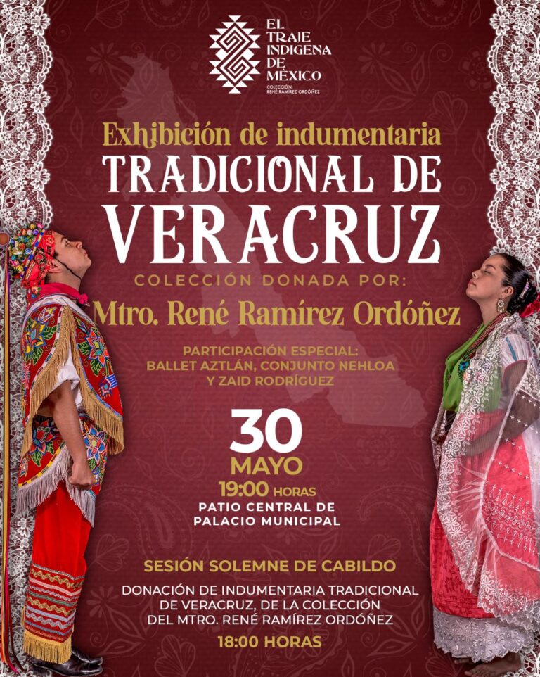Exhibición de colección de trajes tradicionales de Veracruz en Palacio Municipal de Xalapa