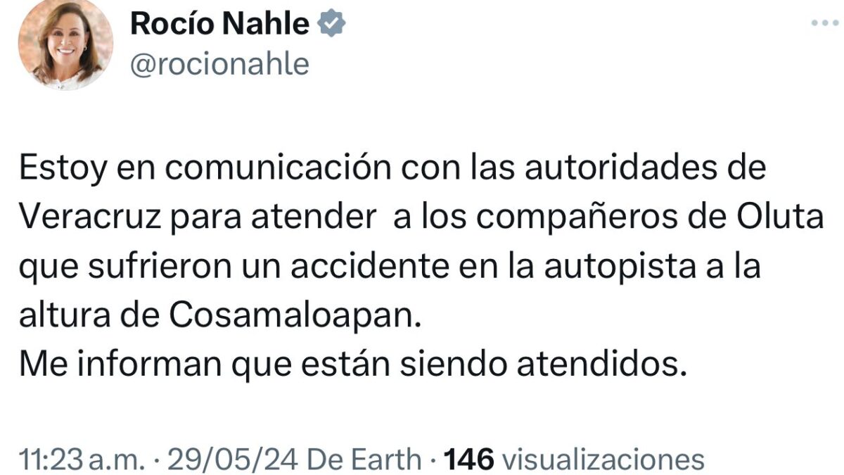 Lamenta Rocío Nahle accidente de morenistas de Veracruz.