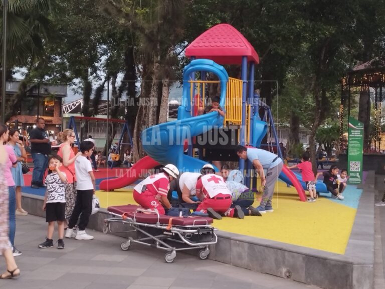 Cae niño de juego infantil y pierde el conocimiento