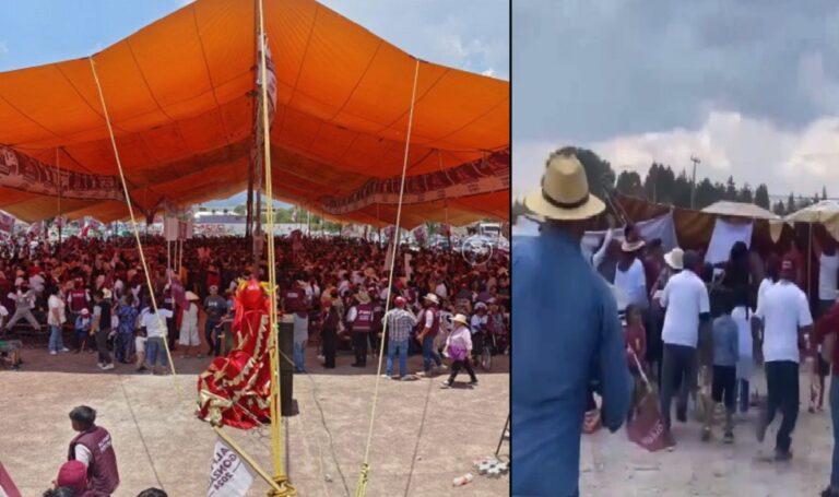 Al menos 50 heridos por desplome de lona en cierre de campaña de Morena #Edomex