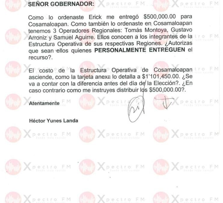 EXHIBE GÓMEZ CAZARÍN, PAGOS MILLONARIOS A PEPE YUNES ZORRILLA Y HÉCTOR YUNES LANDA PARA FINANCIAR CAMPAÑAS Y OPERADORES POLÍTICOS