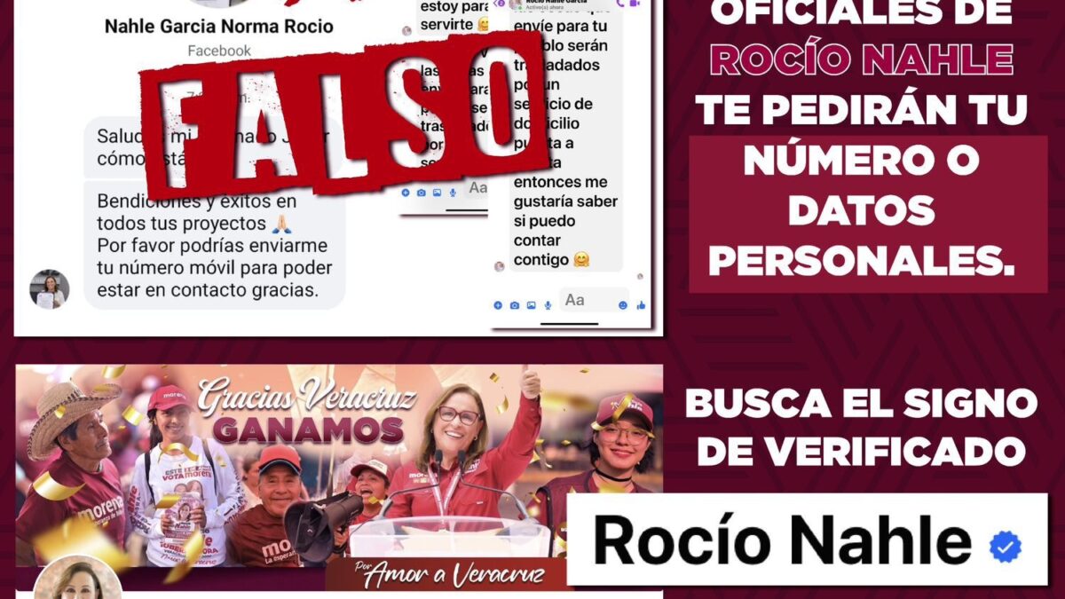 DESMIENTE ROCÍO NAHLE SOLICITAR INFORMACIÓN A TRAVÉS DE SUS REDES OFICIALES