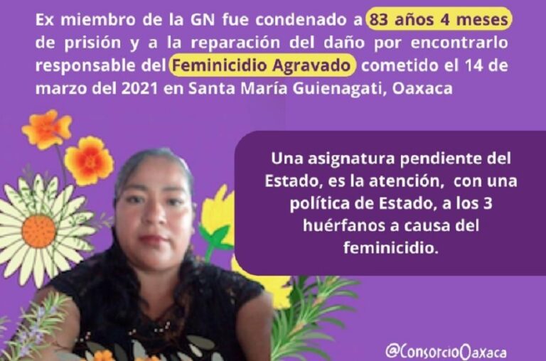 Logran 83 años de condena para feminicida de María Cruz Zaragoza.