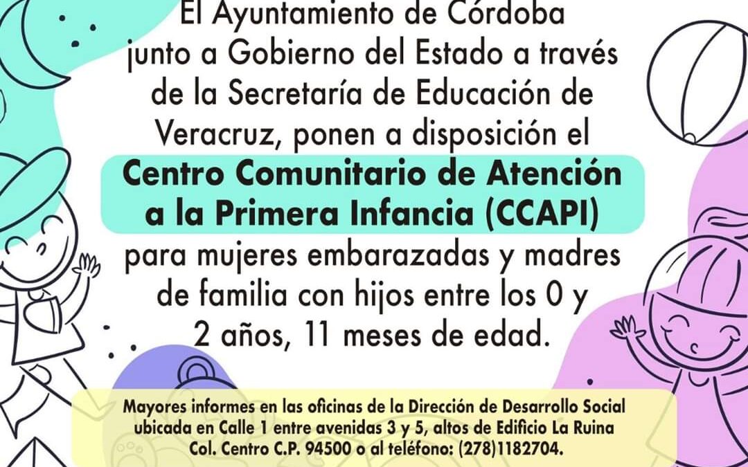 Abre Ayuntamiento de Córdoba un Centro Comunitario de Atención para la Primera Infancia