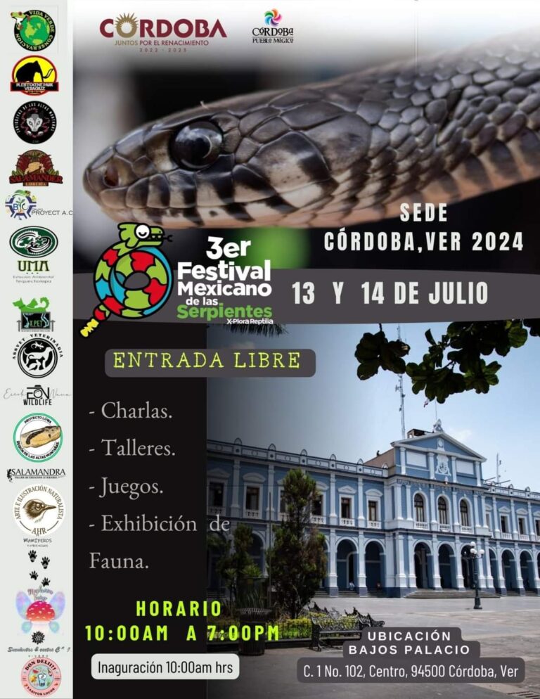 CÓRDOBA SEDE DEL 3ER FESTIVAL MEXICANO DE LAS SERPIENTES ESTE 13 Y 14 DE JULIO.