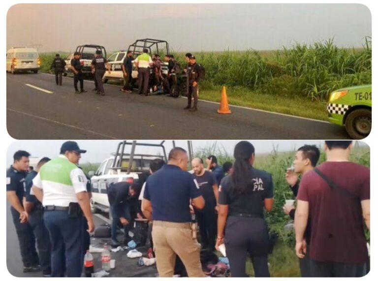 CAMIONETA QUE TRANSPORTABA A 25 MIGRANTES TERMINA VOLCADA EN LA CARRETERA DE COATZACOALCOS-MINATITLÁN.