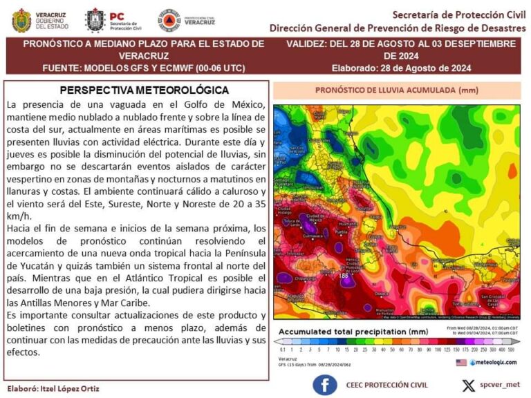 Persistirán las lluvias para la región de Córdoba, anuncia Protección Civil