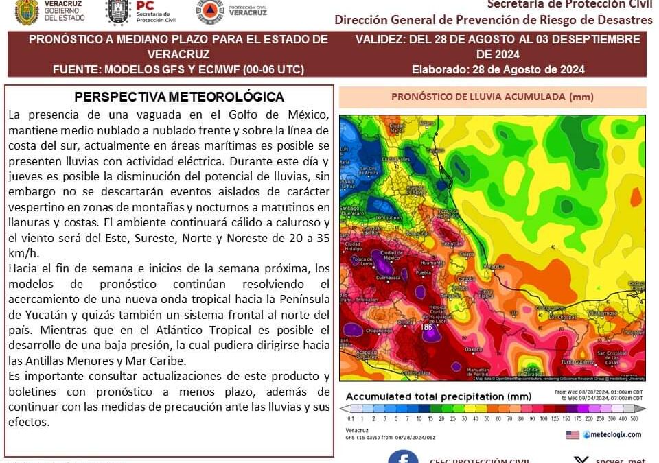 Persistirán las lluvias para la región de Córdoba, anuncia Protección Civil