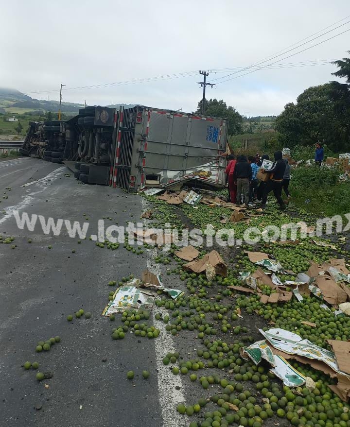 TERMINA VOLCADO TRÁILER QUE TRANSPORTABA LIMÓN.