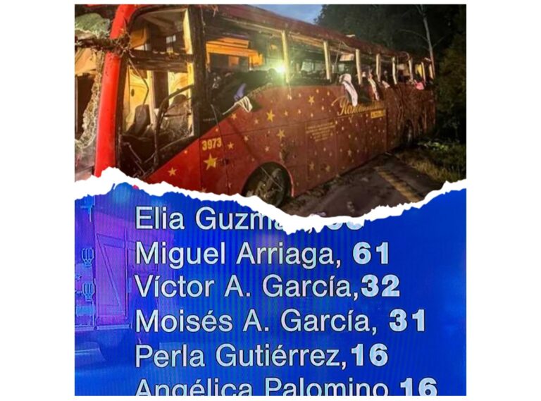 SIETE VÍCTIMAS DE LA VOLCADURA DE AUTOBÚS EN MISSISSIPPI SON MEXICANAS: SECRETARÍA DE RELACIONES EXTERIORES.