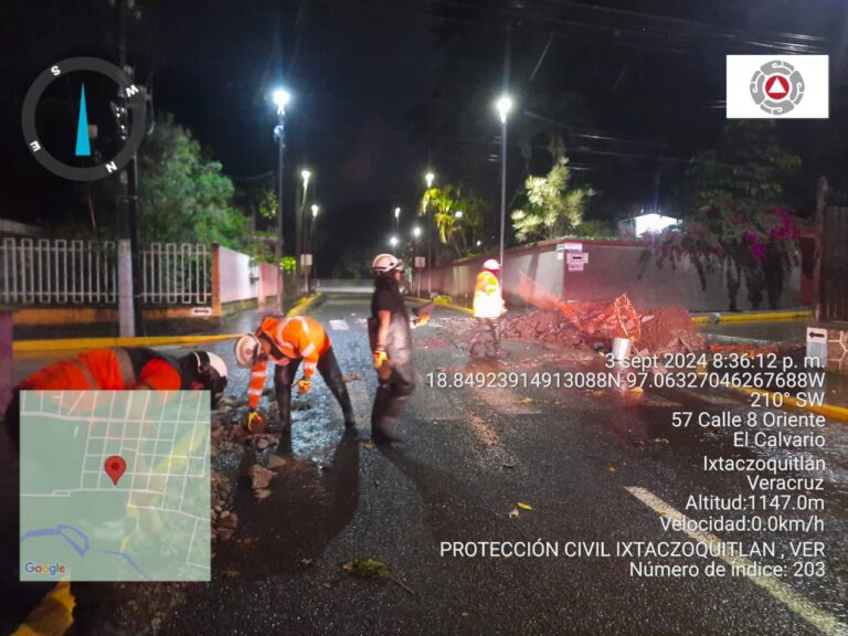 ATIENDE PC DE IXTACZOQUITLÁN REPORTES POR INTENSA LLUVIA