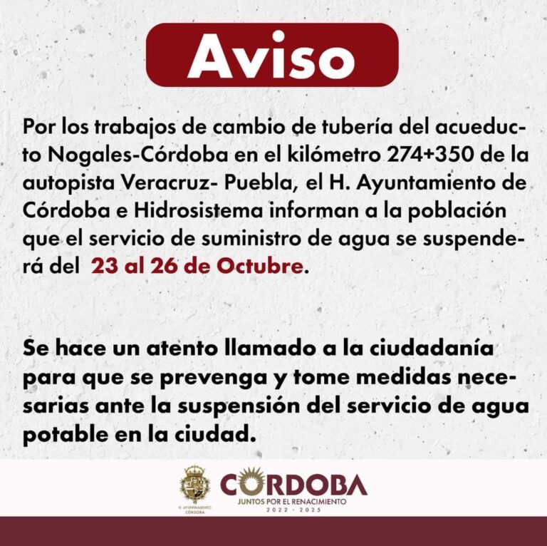 ¡Prevéngase! Suspensión Temporal del Servicio de Agua Potable