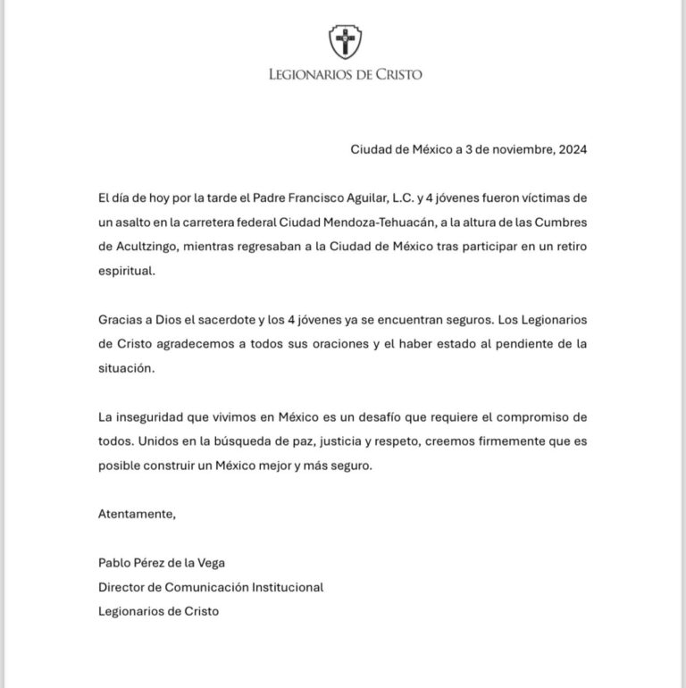 Liberan a sacerdote y a jóvenes Legionarios de Cristo
