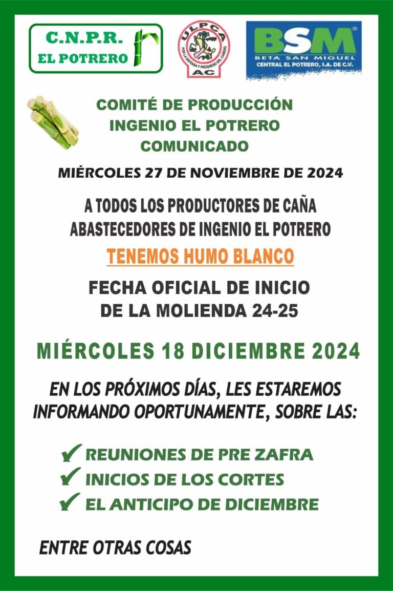 Arrancará zafra en El Potrero