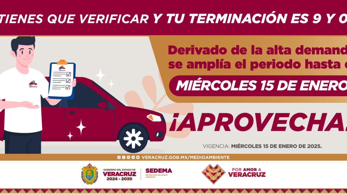 Plazo de verificación vehicular en Veracruz se amplía hasta el 15 de enero