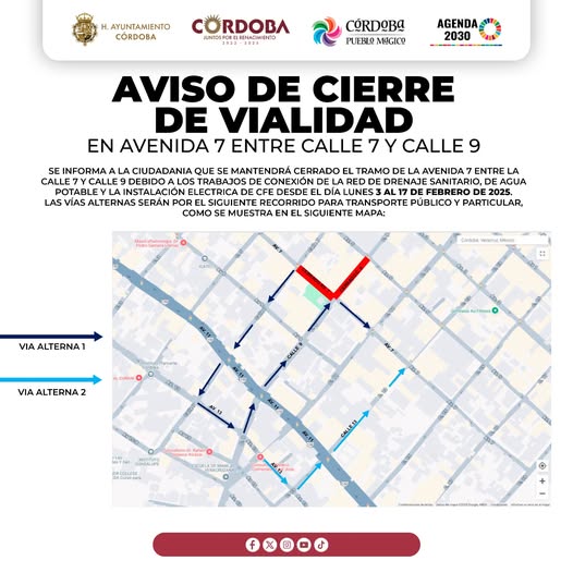 Tome sus precauciones habrá cierre de vialidades en la avenida 7