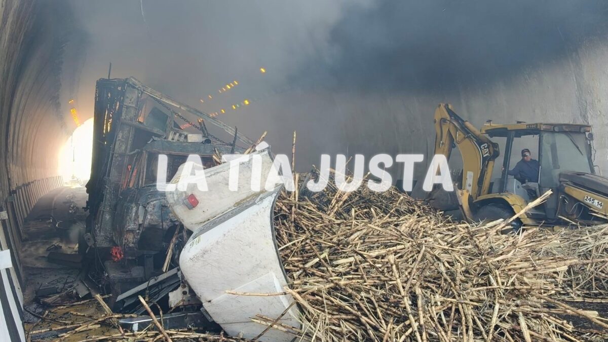 VUELCA Y SE INCENDIA CAMIÓN TORTON EN LA ZONA DE TÚNELES DE LAS CUMBRES DE MALTRATA.