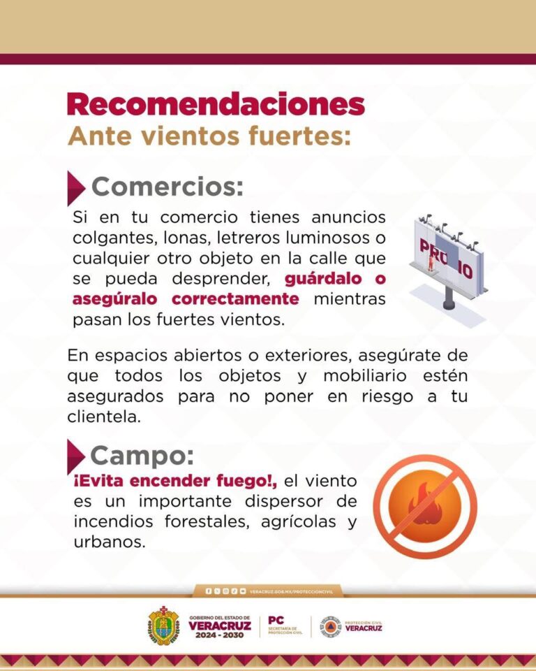 Alerta PC sobre vientos fuertes en las próximas horas