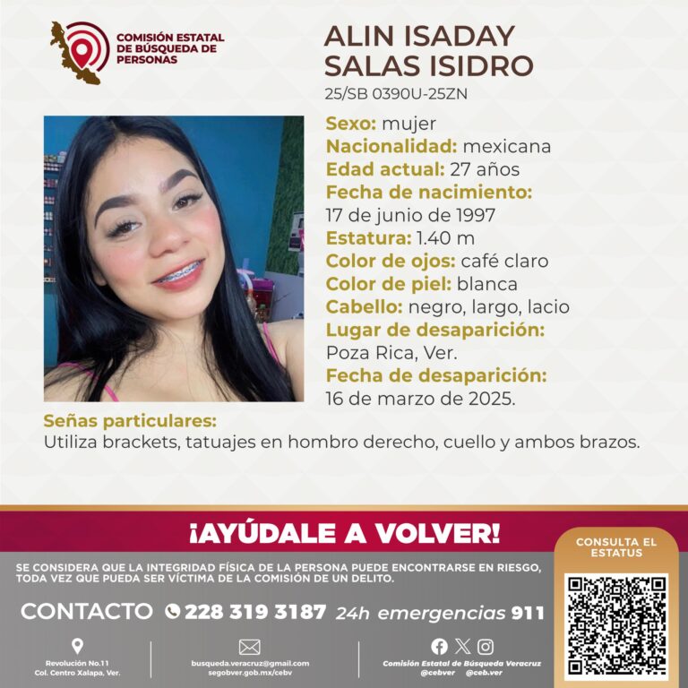 Privan de la libertad a mujer en Poza Rica, Veracruz; es hija de padre buscador