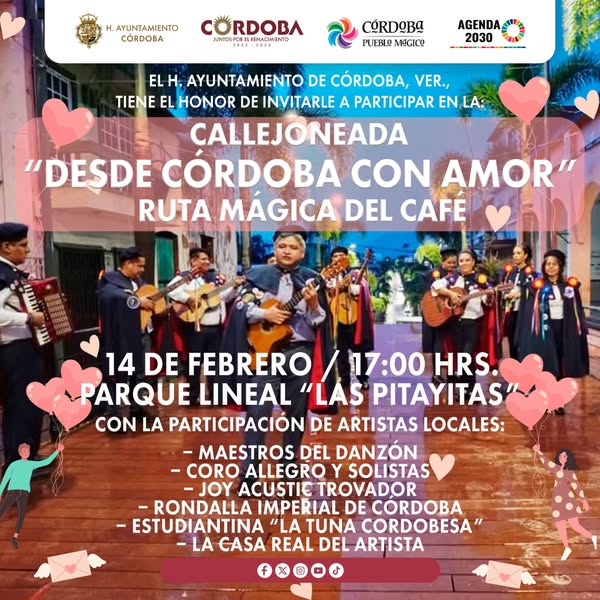 Invita Ayuntamiento a Callejoneada “Desde Córdoba con Amor”, en parque Las Pitayitas