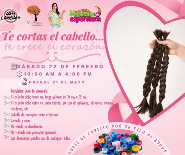 Campaña promueve donación de tapitas y mechones de cabello para ayudar a población vulnerable