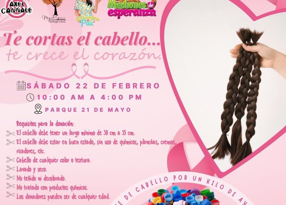 Campaña promueve donación de tapitas y mechones de cabello para ayudar a población vulnerable