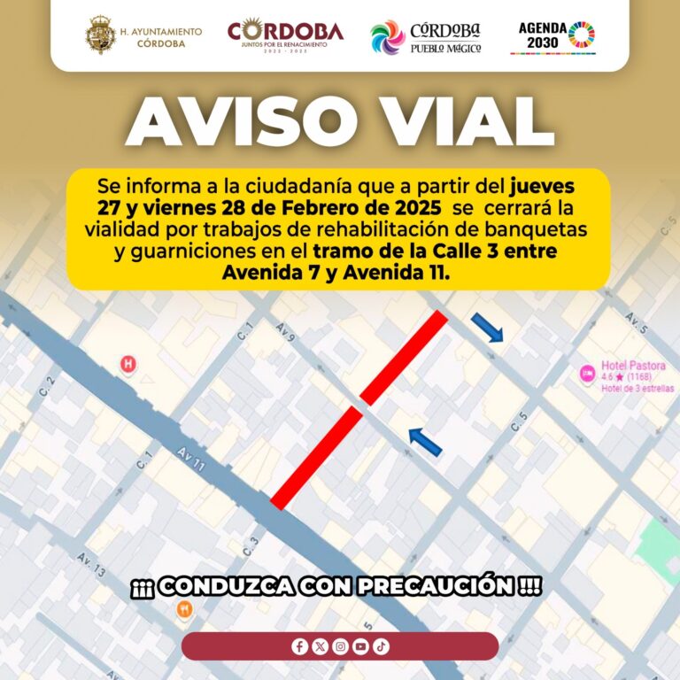 Exhortamos a tomar precauciones; por trabajos de conexión eléctrica hay cierre temporal en calle 3