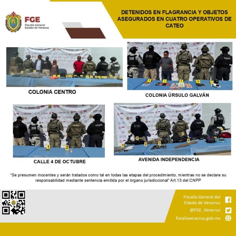 SEIS PERSONAS DETENIDAS Y OBJETOS ASEGURADOS EN CUATRO OPERATIVOS DE CATEO CON FUERZAS FEDERALES Y ESTATALES EN COSCOMATEPEC
