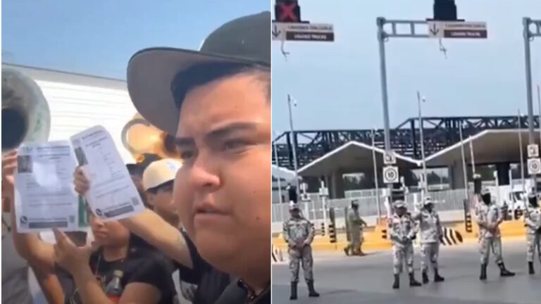 Protestan en el Puente Internacional Pharr-Reynosa por desaparición de integrantes del grupo ‘Fugitivo’