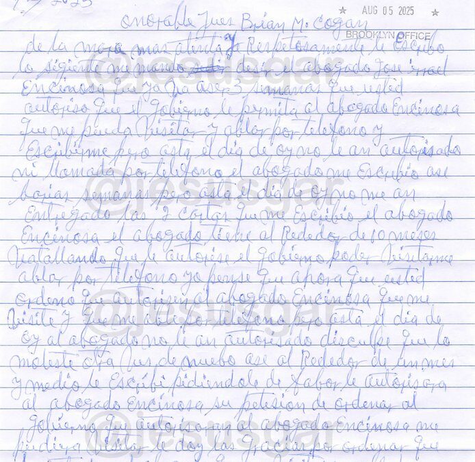 El “Chapo” Guzmán denuncia en una carta que no lo dejan hablar con su abogado