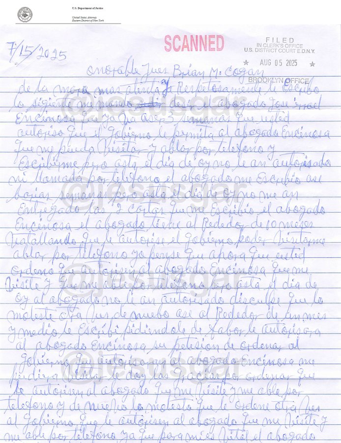 El “Chapo” Guzmán denuncia en una carta que no lo dejan hablar con su abogado