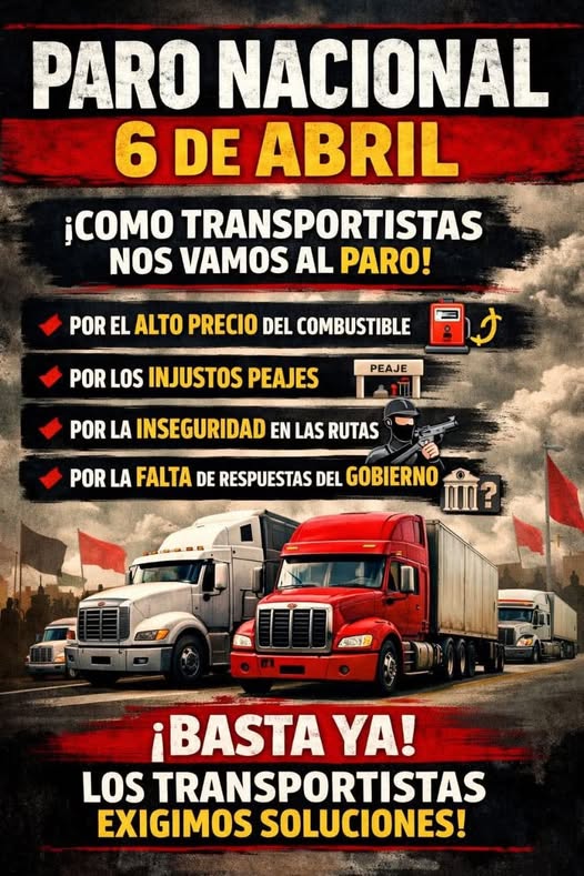 TRANSPORTISTAS ANUNCIAN PARO NACIONAL