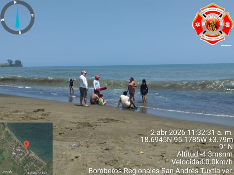 Exhorta PC Municipal a seguir recomendaciones durante visita a playas de San Andrés Tuxtla