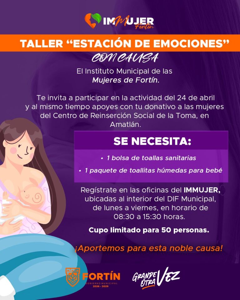 IMMUJER Fortín invita al taller “Estación de Emociones”. Será el 24 de abril.