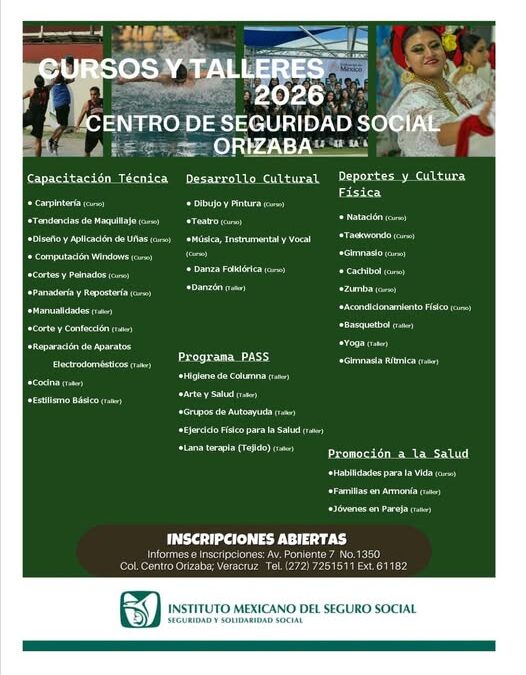 EXHORTA IMSS VERACRUZ SUR A PARTICIPAR EN CURSOS DEL CENTRO DE SEGURIDAD SOCIAL ORIZABA
