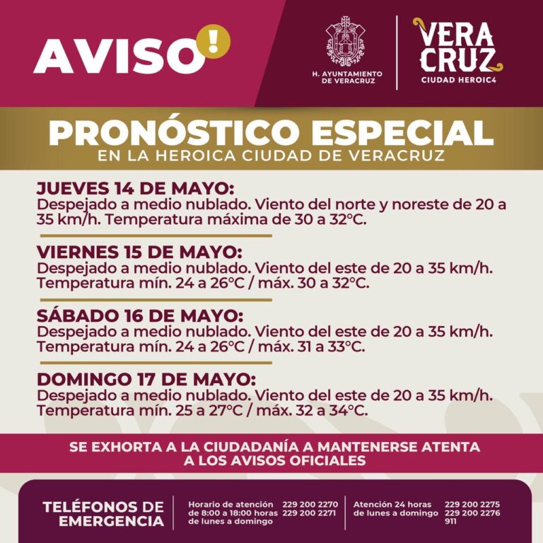 Mantiene PC municipal de Veracruz vigilancia por altas temperaturas