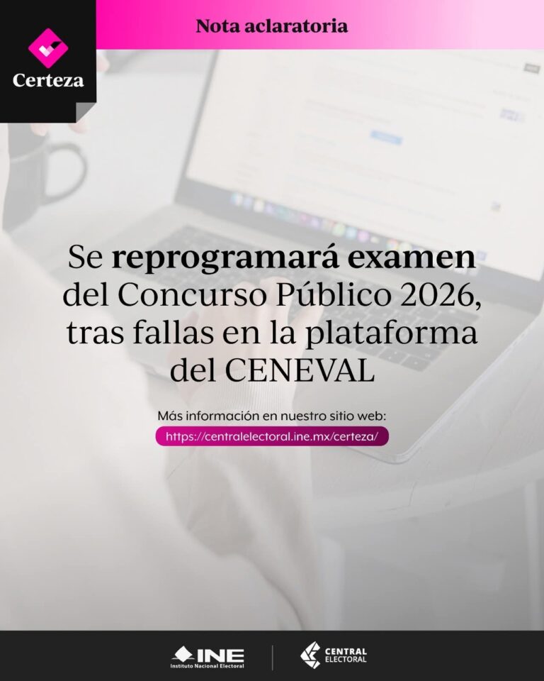 REPROGRAMAN EXÁMEN PARA SERVICIO PROFESIONAL DEL INE