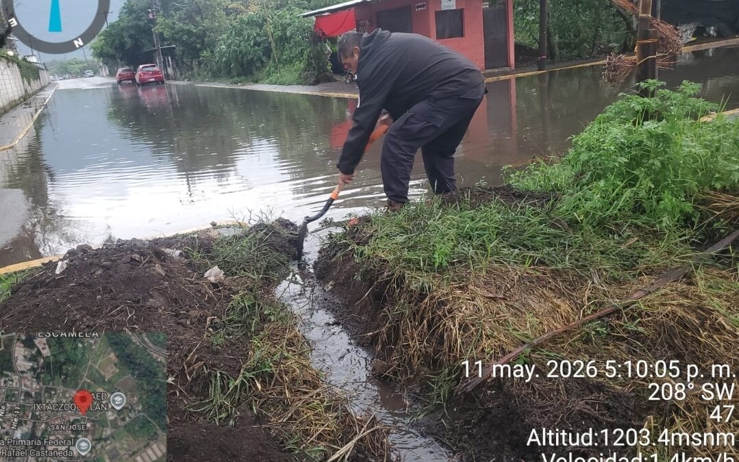 ATIENDE PROTECCIÓN CIVIL DE IXTACZOQUITLÁN CAÍDA DE ÁRBOLES Y ENCHARCAMIENTOS TRAS INTENSAS LLUVIAS