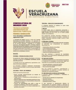 Convocatoria abierta para Técnico Superior Universitario en Servicios Turísticos