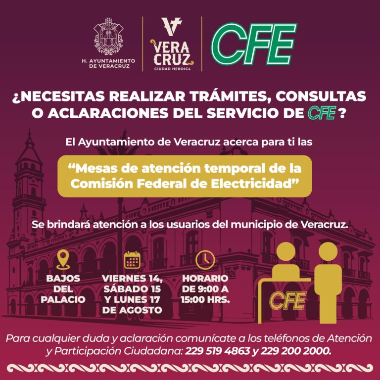 Ayuntamiento de Veracruz ofrece asesoría de CFE a ciudadanos