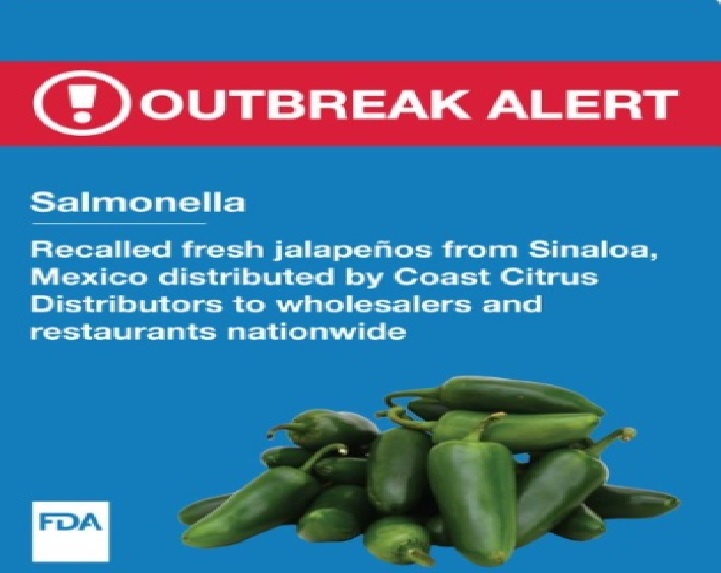 Brote de Salmonella en EU relacionado con jalapeños de Sinaloa