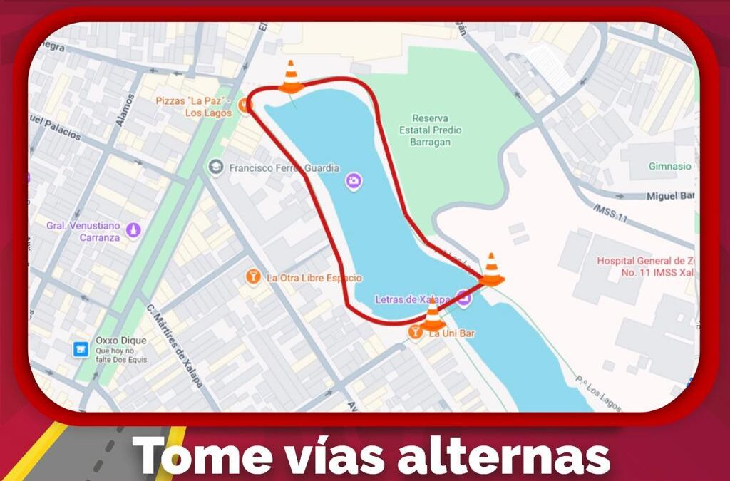 Cierre peatonal en Paseo de Los Lagos por obras
