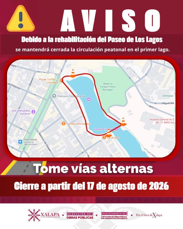 Cierre peatonal en Paseo de Los Lagos por obras