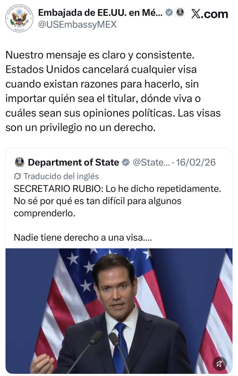 Embajada de EU reafirma política sobre visas