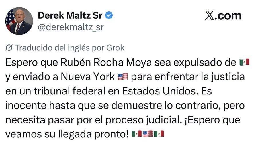 Exdirector de la DEA solicita juicio contra Rocha Moya en EU