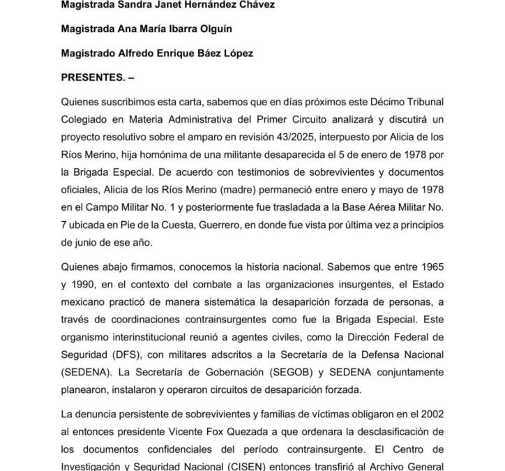 Familia de Alicia de los Ríos pide a Sedena entregar archivos históricos