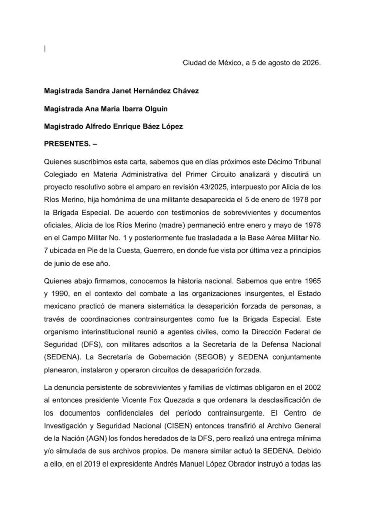 Familia de Alicia de los Ríos pide a Sedena entregar archivos históricos